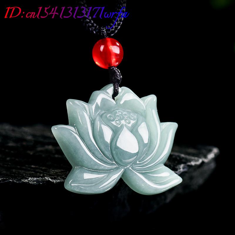 Necklaces - Myanmar jadéite Lotus pendentif collier charme