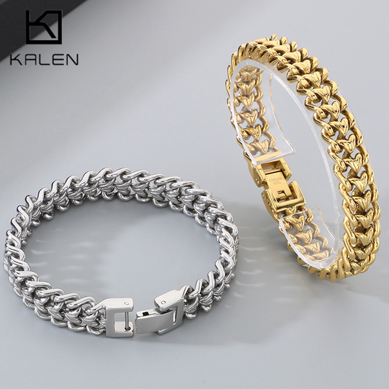 Cuban Link Chain 12Mm - Bracelet chaîne tressée en acier inoxydable