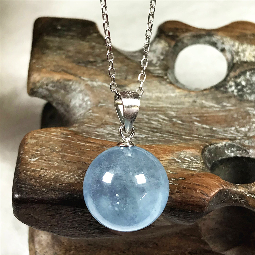 Collier à pendentif en aigue-m - 925 Sterling Silver Chain Necklace Men avis et prix