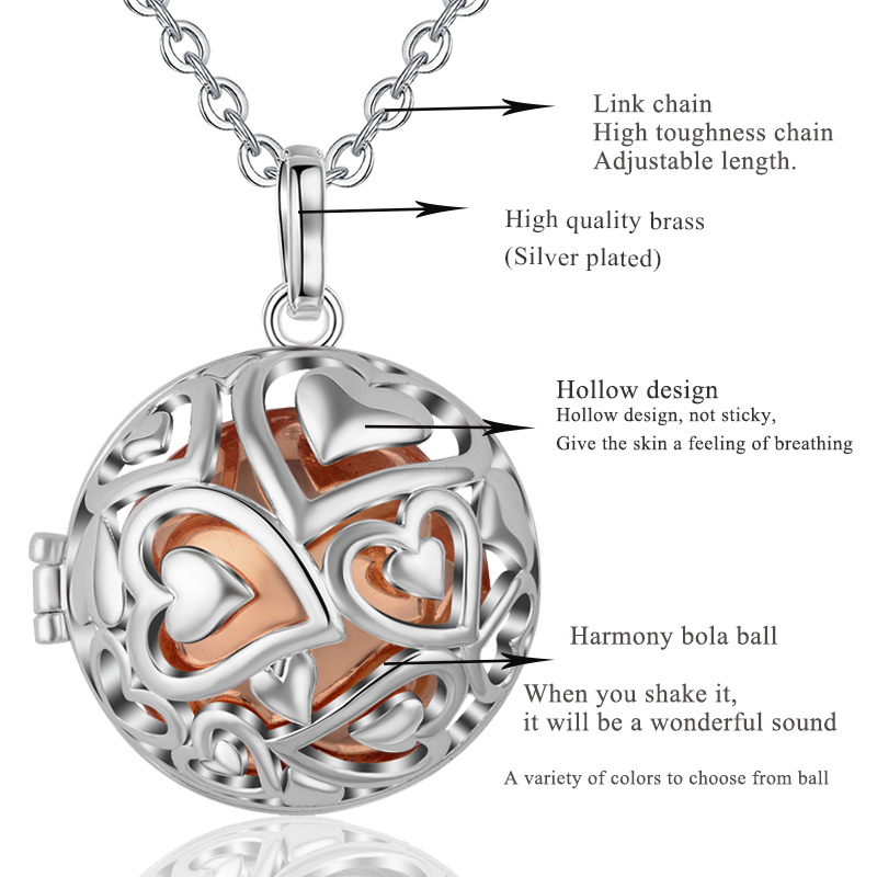 Eudora 20mm harmonie boule pen - Heart Locket Necklace Photo avis et prix