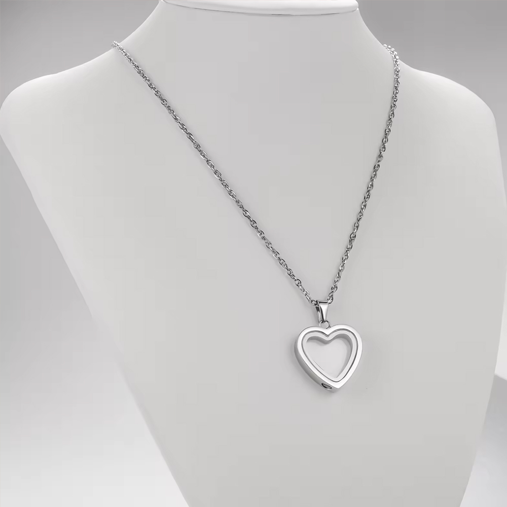 Verre de coeur crémation bijou - Heart Locket Necklace Photo avis et prix