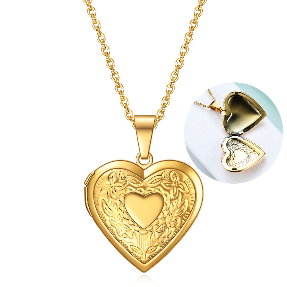 Collier médaillon coeur initia - Heart Locket Necklace Photo avis et prix