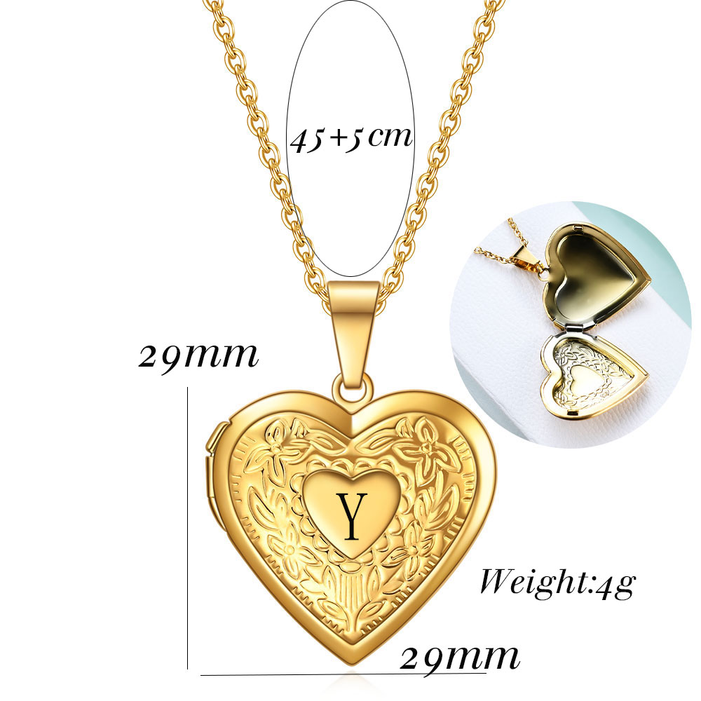Collier médaillon coeur initia - Heart Locket Necklace Photo avis et prix