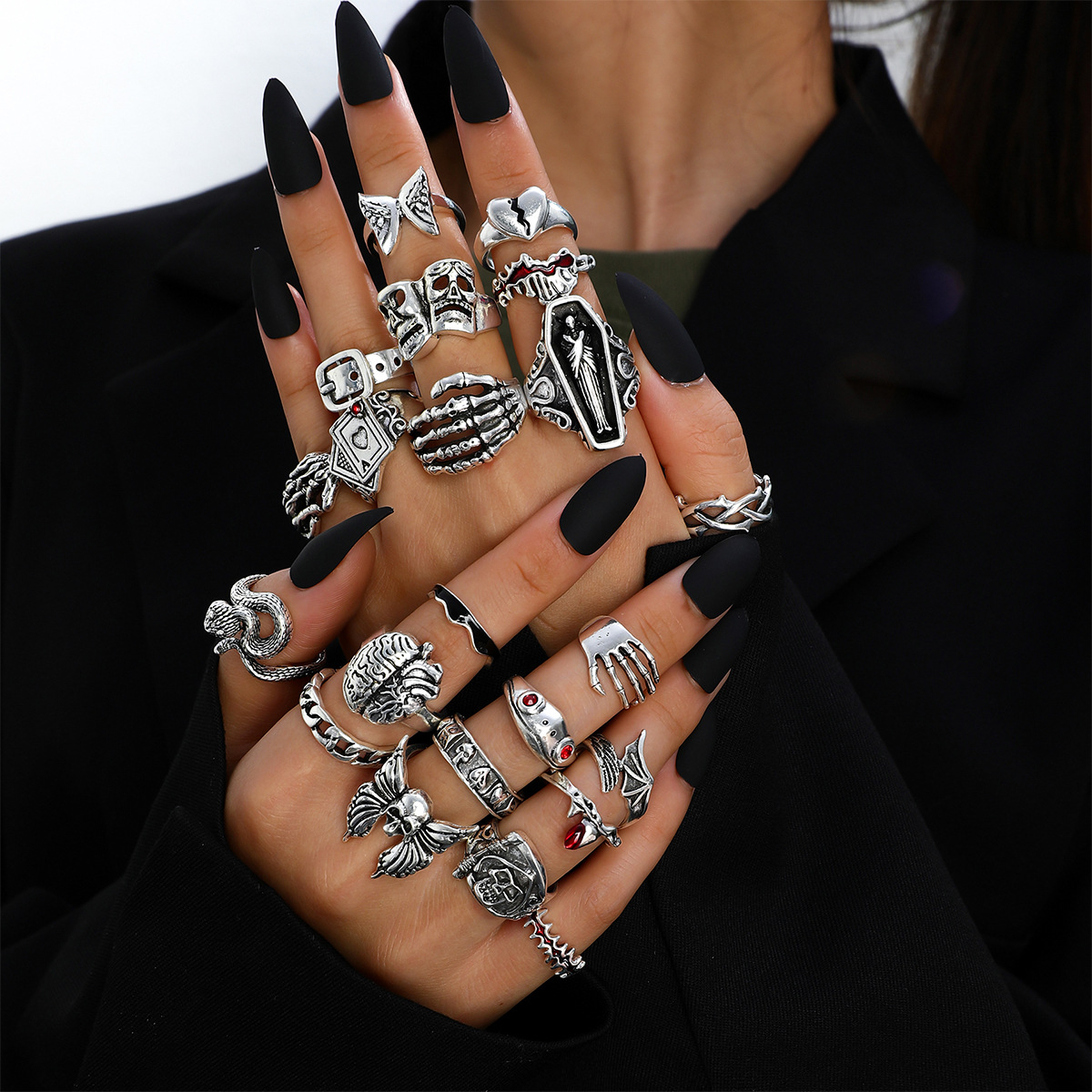 Ensemble de 23 bagues punk géo - Vintage Punk Knuckle Rings Set avis et prix