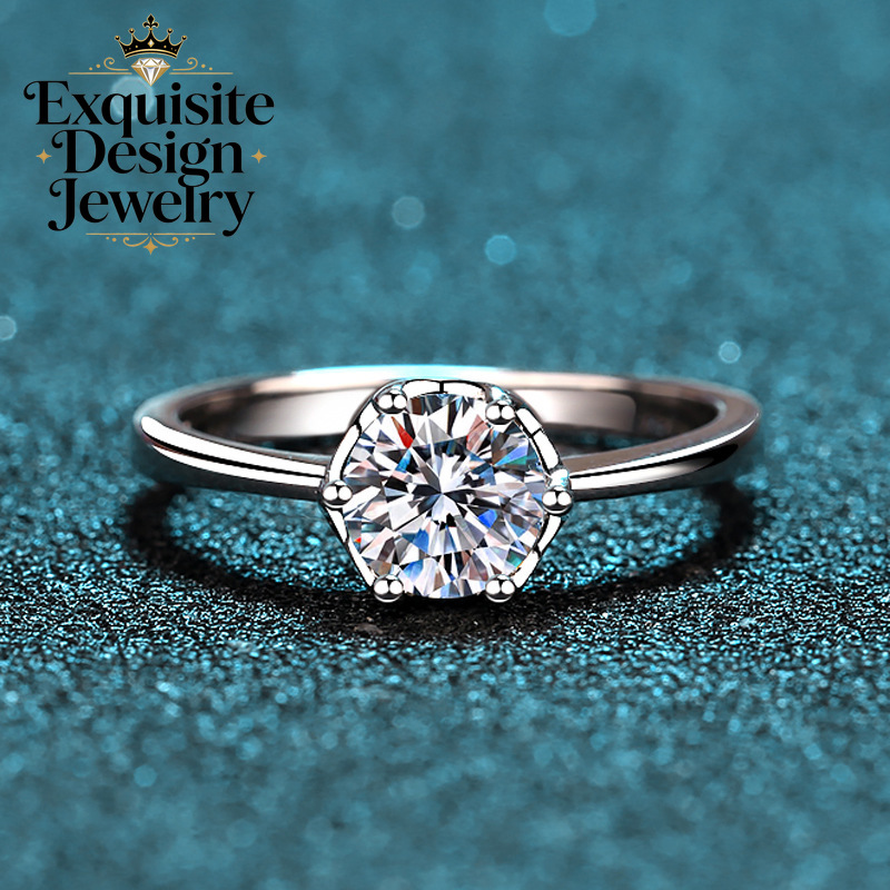 Bague en platine PT950 exquise - Moissanite Engagement Ring 1 Carat avis et prix